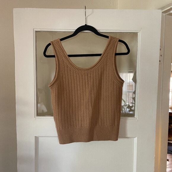 Quince Organic Cotton Waffle Cropped Sweater Tank - Picture 5 of 5